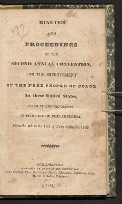 Minutes and proceedings of the second annual Convention for the Improvement of the Free People of Colour in these United States - 1